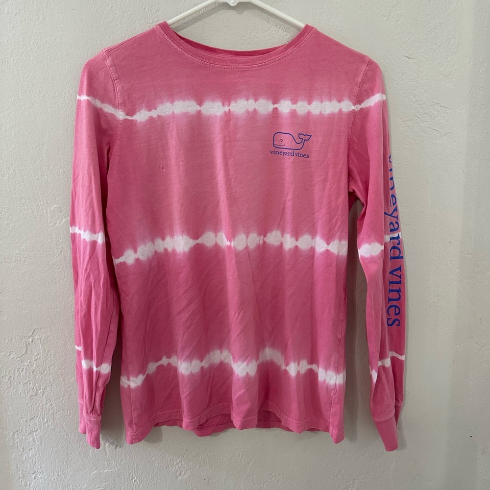 Vineyard Vines Long Sleeve Pink and White Shirt